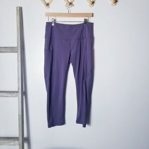 90 DEGREE BY REFLEX CROPPED PURPLE LEGGINGS SIZE LARGE (SEE ALL PHOTOS)